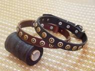 Puppy Collar-Gorgeous Wide Leather Dog Collar With Doted Circles
