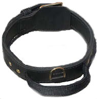 Schutzhund agitation collar 2 ply leather dog collar with handle