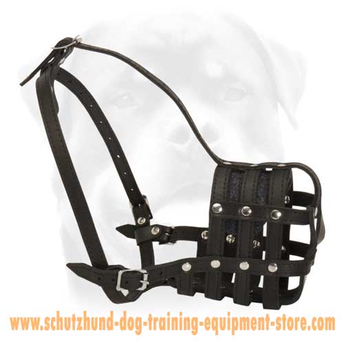 Easy Adjustable Leather Basket Dog Muzzle