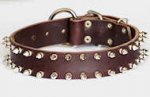 Spiked Leather Dog Collar- 2 Rows of spikes collar for all dogs