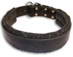 Wide Stitched Leather Dog Collar - D Ring in Front