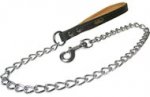Large Chain Leash with Leather Handle 32 inch for Dog