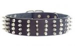 Leather Dog Collar Studs And Spikes 4 Rows
