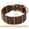 Working Dogs Spiked and Studded Leather Collar - 2 2/5 Inch Wide