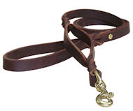 Quality Double Handle Leather Dog Leash 3/4 inch on 5 FT