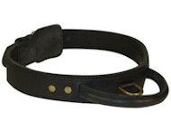 Heavy Leather Dog Collars w/Handle 2 layers for working dogs