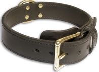 Plain Tough Leather Dog Collar for schutzhund dogs