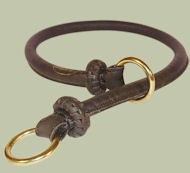 Round Leather Slip Collar-Rolled Choke Collar for police dogs