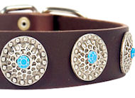 Western Leather Dog Collar w/h turquoise stones schutzhund dogs