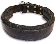Wide Stitched Leather Dog Collar - D Ring in Front