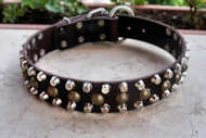 Custom Dog collar - 3 Rows Leather Dog Collar &Studs &Pyramid