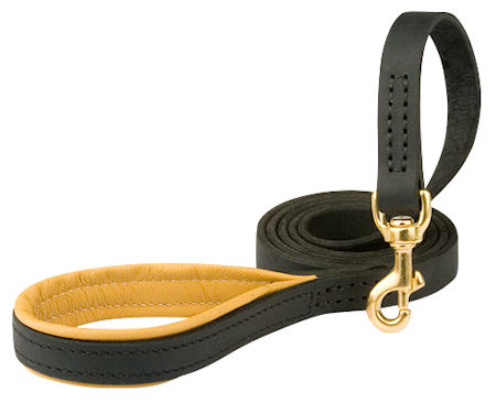 Genuine Leather Dog Leash Schutzhund 6ft Long Black Brown Color Training Leash 