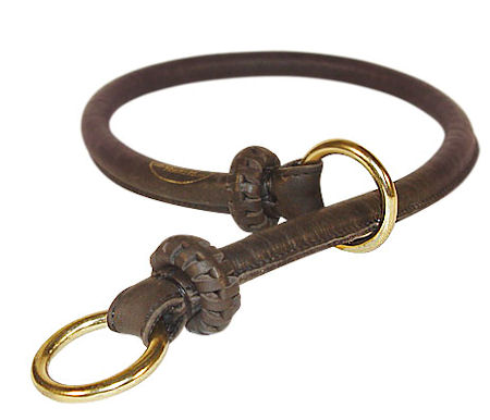 Round Leather Choke Collar/Silent Collar for working dogs