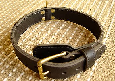 Schutzhund Two ply leather agitation dog collar- training collar