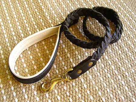 Braided Schutzhund Leather Dog Leash(not nickel, not bronze)