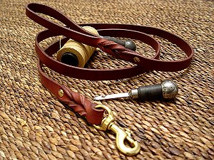 Handcrafted leather dog leash for walking and tracking for dog training or for dog owners
