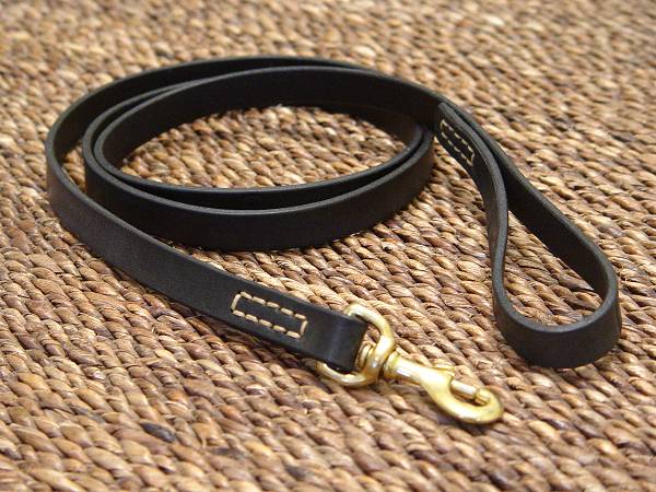 Leather dog leash stitched for dog training or for dog owners