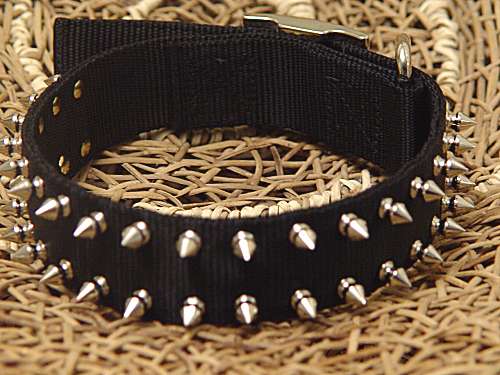 Custom Nylon Spiked Dog Collar-2 Rows of spikes for all breedsl for dog training or for dog owners