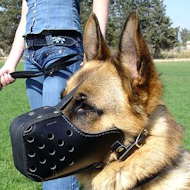 German Shepherd agitation Leather dog muzzle "Dondi" style German Shepherd agitation Leather dog muzzle "Dondi" style