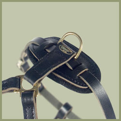 Tac-Black Leather Padded Tracking Harness for training dogs